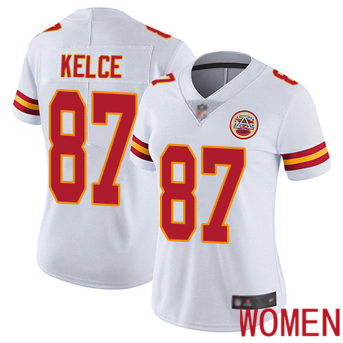 Women Kansas City Chiefs #87 Kelce Travis White Vapor Untouchable Elite Player Football Nike NFL Jersey